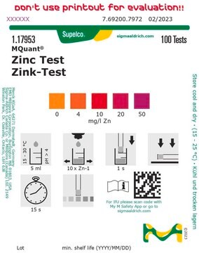 Zinc Test colorimetric, 0-50&#160;mg/L (Zn), MQuant&#174;