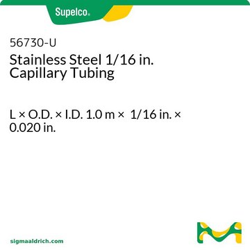 Tube capillaire en acier inoxydable de 1/16" L × O.D. × I.D. 1.0&#160;m × 1/16&#160;in. × 0.020&#160;in.