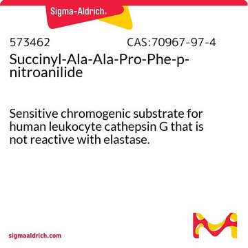 Succinyl-Ala-Ala-Pro-Phe-p-nitroanilide Sensitive chromogenic substrate for human leukocyte cathepsin G that is not reactive with elastase.