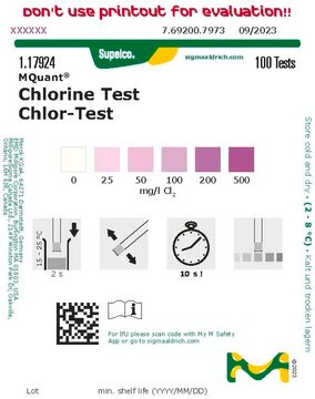 Teste de cloro colorimetric, 0-500&#160;mg/L (Cl2), MQuant&#174;