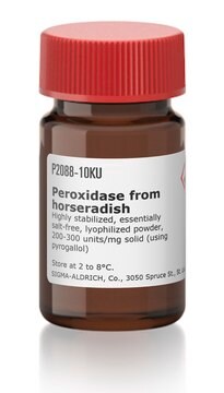 Perossidasi Highly stabilized, essentially salt-free, lyophilized powder, 200-300&#160;units/mg solid (using pyrogallol)