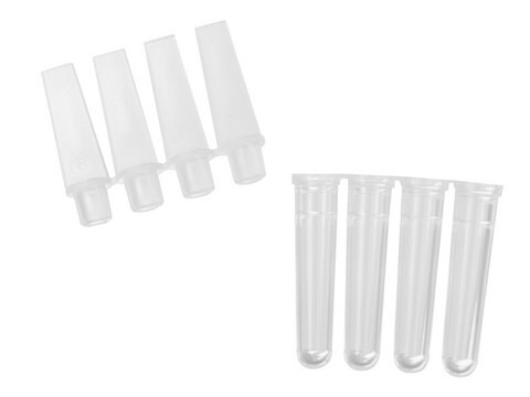 PCR strip tubes with strip caps, 4 per strip, size 0.1&#160;mL, clear, pkg of 10x250tubes/cs