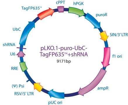 MISSION&#174; pLKO.1-puro-UbC-TagFP635&#8482; Positive Control Plasmid DNA Contains a gene encoding TagFP635, under the control of the UbC promoter