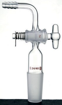 Synthware&#8482; 90 degree vacuum adapter with glass stopcock male joint: ST/NS 19/22