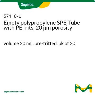 Empty polypropylene SPE Tube with PE frits, 20 &#956;m porosity volume 20&#160;mL, pre-fritted, pk of 20