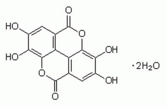 Kwas elagowy, dihydrat A cell-permeable, reversible, potent antioxidant that has anti-mutagenic and anti-carcinogenic properties.