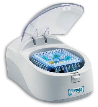 MyFuge&#8482; 12 Mini-Zentrifuge with COMBI-Rotor&#8482; for microtubes or PCR strips/tubes, AC/DC input 100 - 240 V AC, UK plug