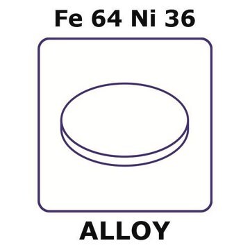 Invar&#174; - Controlled Expansion Alloy, Fe64Ni36 foil, 50mm disks, 0.5mm thickness, annealed