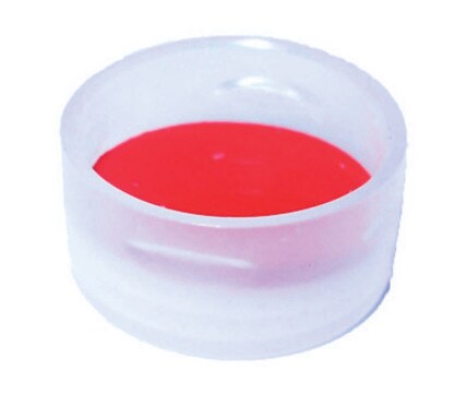 スナップリングバイアル用密閉容器 clear polyethylene cap, red PTFE/silicone, thread for 11 mm (snap ring), pkg of 100&#160;ea