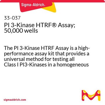 PI 3-Kinase HTRF&#174; Assay; 50,000 wells The PI 3-Kinase HTRF Assay is a high-performance assay kit that provides a universal method for testing all Class I PI3-Kinases in a homogeneous format. This pack size has a screening capacity of 50,000 wells.