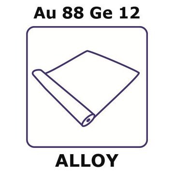 Gold-germanium eutectic alloy, Au88Ge12 foil, 5m coil, 1mm coil width, 0.025mm thickness