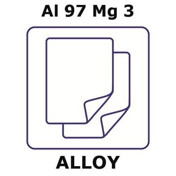 Aluminum-magnesium alloy, Al97Mg3 foil, 50 x 50mm, 0.03mm thickness, as rolled, light tight (lt)