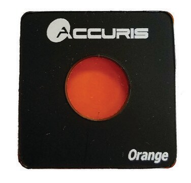 Accuris&#8482; SmartDoc&#8482; orange photo filter, imaging green stains on blue light illuminatorstransilluminator