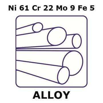 Inconel&#174; 625 - corrosion resistant alloy, Ni61Cr22Mo9Fe5 rod, 200mm x 25mm diameter, annealed