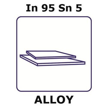 Indium-tin alloy, In95Sn5 sheet, 100 x 100mm, 3mm thickness