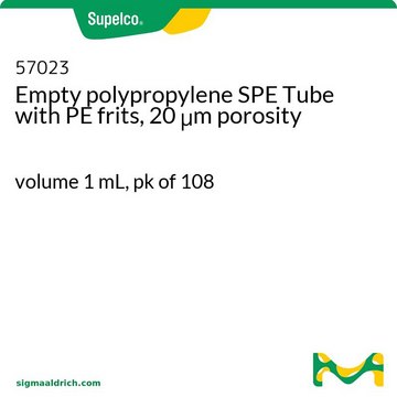 Tubo de SPE de polipropileno vacío con frita de PE, porosidad de 20 &#956;m volume 1&#160;mL, pk of 108