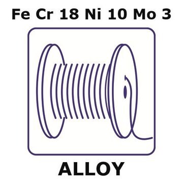 Stainless Steel - AISI 316L alloy, FeCr18Ni10Mo3 100m wire, 0.3mm diameter, as drawn