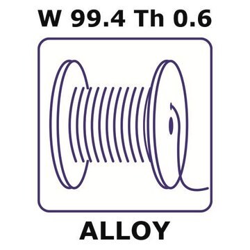 Thoriated tungsten wire, W 99.4%/Th 0.6%, length 10 m, 0.025&#160;mm diameter, temper annealed