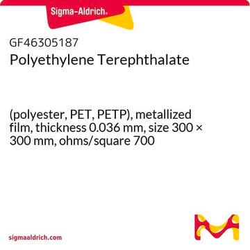 Polyethylene Terephthalate (polyester, PET, PETP), metallized film, thickness 0.036&#160;mm, size 300 × 300&#160;mm, ohms/square 700