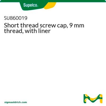 Short thread screw cap, 9 mm thread, with liner