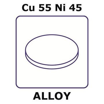 コンスタンタン - 抵抗合金、Cu55Ni45 foil, 50mm disks, 0.02mm thickness, as rolled