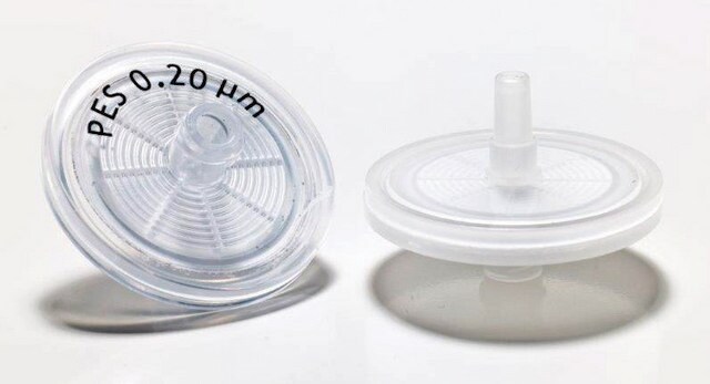 Filtr strzykawkowy GVS Abluo diam. 25&#160;mm, acrylic housing, transparent polyethersulfone membrane (0.22 um), sterile, box of 50&#160;ea