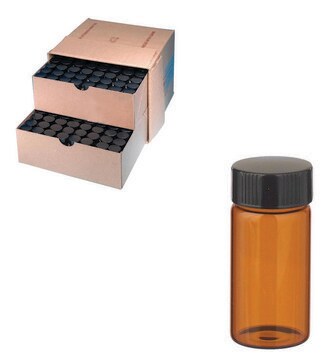 WHEATON&#174; amber sample vial with PTFE faced rubber lined cap packed in partitioned tray glass, tube capacity (40&#160;mL), screw cap