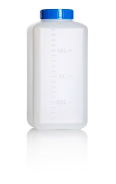 Azlon&nbsp;Square Bottles graduated, cap, Plug, translucent high-density polyethylene, capacity 2000&#160;mL