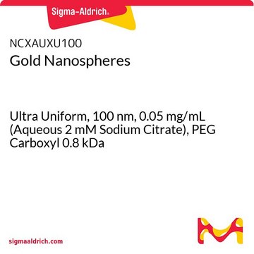 金纳米球 Ultra Uniform, 100&#160;nm, 0.05&#160;mg/mL (Aqueous 2 mM Sodium Citrate), PEG Carboxyl 0.8 kDa