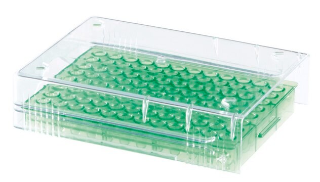 96 Well Low temp PCR rack green, polypropylene