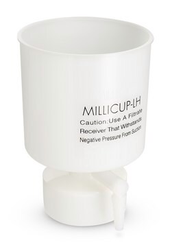 Millicup-LCR、0.45 &#181;m、親水性PTFE、非滅菌 Non sterile Universal bottletop vacuum filter with Hydrophilic PTFE LCR membrane.