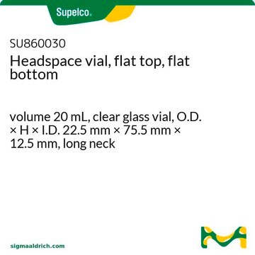 Fiole Headspace, haut plat, fond plat volume 20&#160;mL, clear glass vial, O.D. × H × I.D. 22.5&#160;mm × 75.5&#160;mm × 12.5&#160;mm, long neck