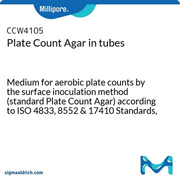 Plate Count Agar in tubes Medium for aerobic plate counts by the surface inoculation method (standard Plate Count Agar) according to ISO 4833, 8552 &amp; 17410 Standards, and IFU No. 6, suitable for microbiology