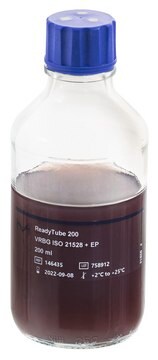 ReadyTube&#174; Kristallviolett-Neutralrot-Glucose-Agar For the detection and enumeration of Enterobacteriaceae in food samples in accordance to ISO 21528, pkg of (200 mL in 250 mL bottle with blue screw cap and 3 loci (6 bottles per box))