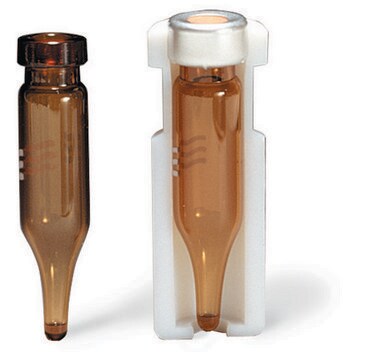 Crimp Top Vial taking 8mm seal volume 0.6&#160;mL, amber glass vial, O.D. × H 7&#160;mm × 30&#160;mm , conical, pkg of 200&#160;ea