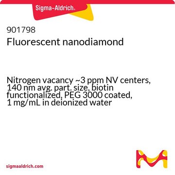 Fluorescent nanodiamond Nitrogen vacancy ~3 ppm NV centers, 140&#160;nm avg. part. size, biotin functionalized, PEG 3000 coated, 1&#160;mg/mL in deionized water