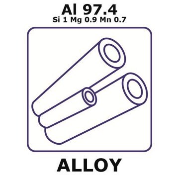 Aluminum alloy 6082, Al97.4Si1Mg0.9Mn0.7 100mm tube, 6.35mm outside diameter, 1.63mm wall thickness, 3.09mm inside diameter, solution treated