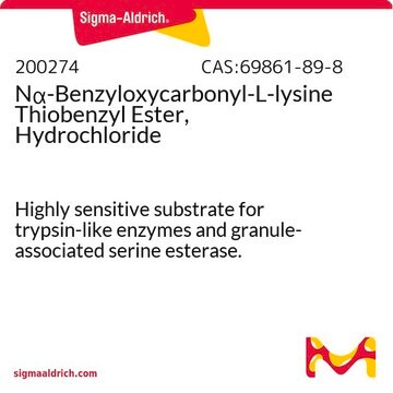 Ester tiobenzylowy Nα-benzyloksykarbonylo-L-lizyny, chlorowodorek Highly sensitive substrate for trypsin-like enzymes and granule-associated serine esterase.