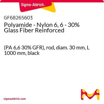 Polyamide - Nylon 6, 6 - 30% Glass Fiber Reinforced (PA 6,6 30% GFR), rod, diam. 30&#160;mm, L 1000&#160;mm, black