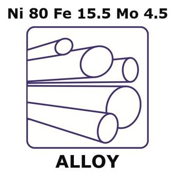 Nickel-iron-molybdenum alloy, Ni80Fe15.5Mo4.5 100mm rod, 5.0mm diameter, as drawn