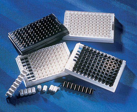 Corning&#174; 1 x 8 Stripwell&#8482; 96 well plates high binding surface, flat bottom clear (4 cavity), non-sterile