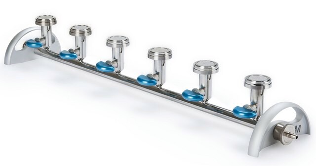 Base del sistema EZ-Fit&#174; 316L stainless steel, 6-place manifold base for filtration application