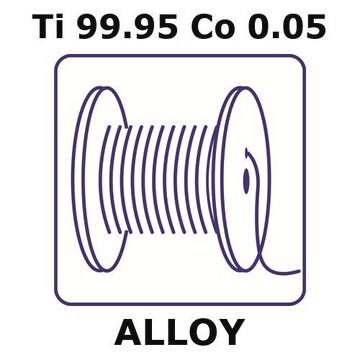 Titanium/Cobalt wire, Ti 99.95%/Co 0.05%, 0.25&#160;mm diameter, length 0.2 m, temper as drawn