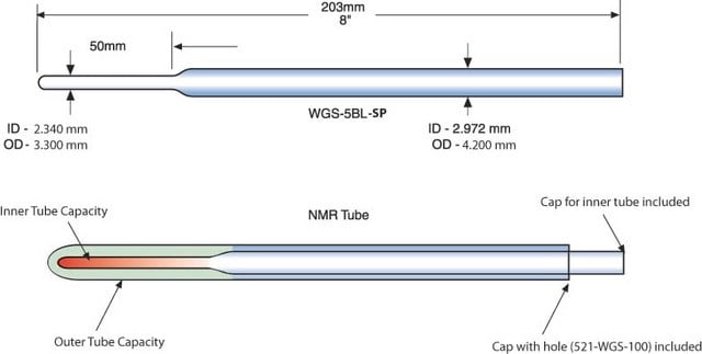 Wilmad&#174; Coaxial Insert stem L 50&#160;mm, reference capacity 200 µL, sample capacity 260 µL