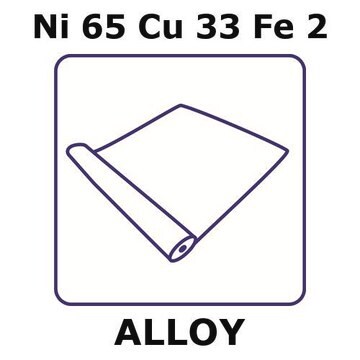 Monel&#174; alloy 400, Ni65Cu33Fe2 foil, 0.5m coil, 0.030mm thickness, annealed