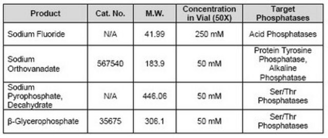 Phosphatase-Inhibitor-Cocktail-Set V, 50X Phosphatase Inhibitor Cocktail Set V is a 50X cocktail of four serine/threonine and tyrosine phosphatase inhibitors.