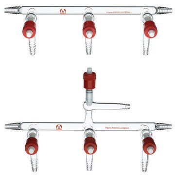 Aldrich&#174; single bank manifolds with high-vacuum PTFE valves manifold with vacuum-gauge port, positions, 4