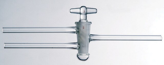 Synthware&#8482; high vacuum double oblique glass stopcock with hollow plug bore 4&#160;mm, stem O.D. 10&#160;mm, Plug Size: 16.2/56