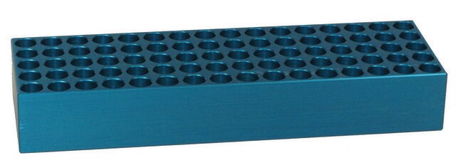 Aluminum heating/cooling block Holds 80 x 1.5 mL tubes