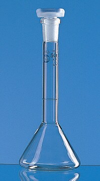 BRAND&#174; BLAUBRAND&#174; volumetric flask trapezoidal capacity 25 mL, polypropylene stopper, joint: ST/NS 10/19